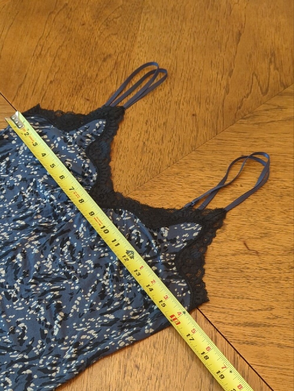 Y2K Express Blue Abstract Pattern Lace-Trim Camisole Tank Top Dainty Romantic - Picture 7 of 8